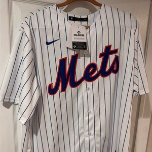 Nike White and Blue Pinstripe Jersey